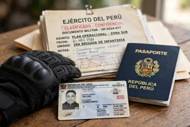 Pasaporte peruano y DNI documentos militares